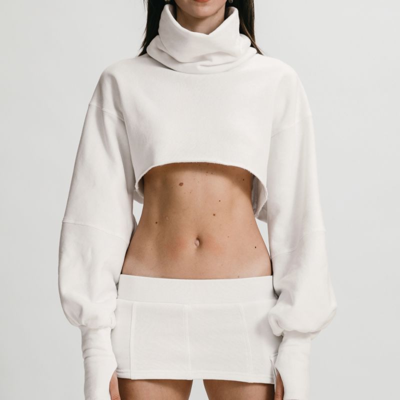 Jarra Cropped Turtleneck Sweatshirt-Ivory image