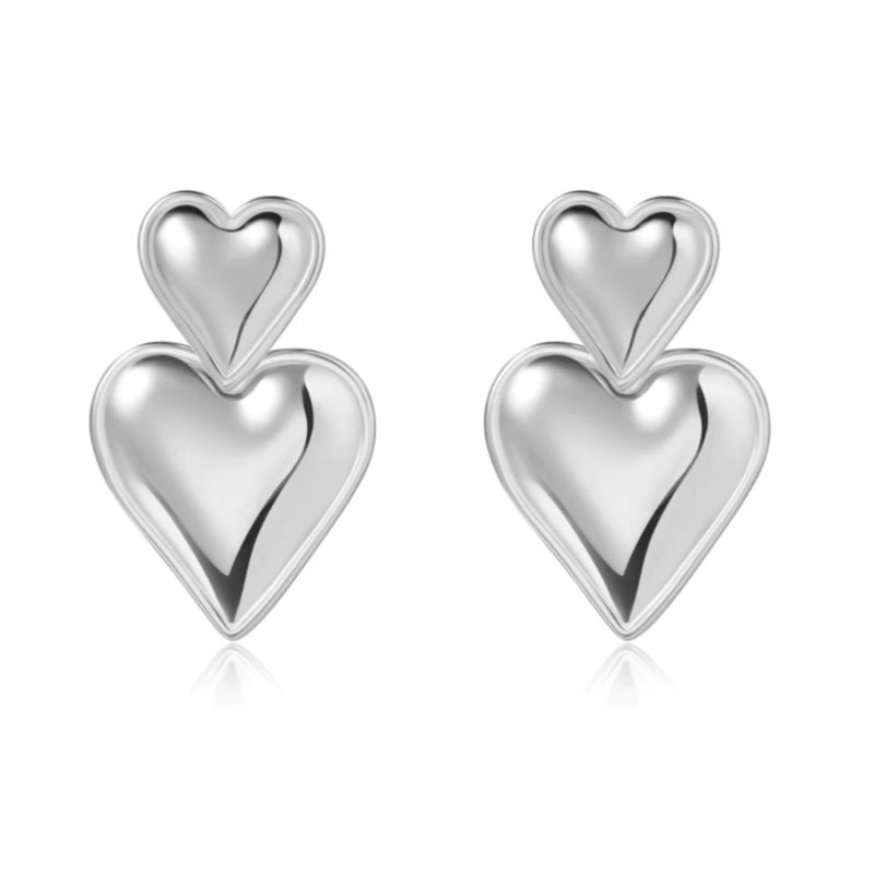 Jasmine Double Heart Earrings Silver image