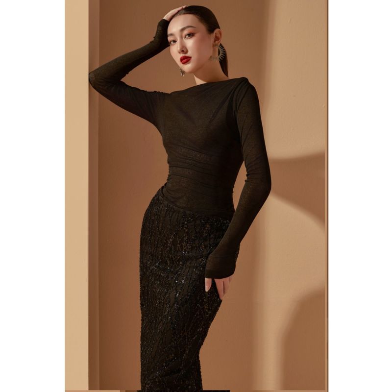 Jazlyn Elastane Crystal Off Shoulder Dress image