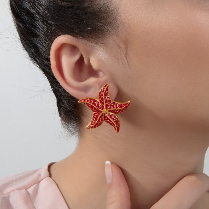 Red Starfish Earrings image