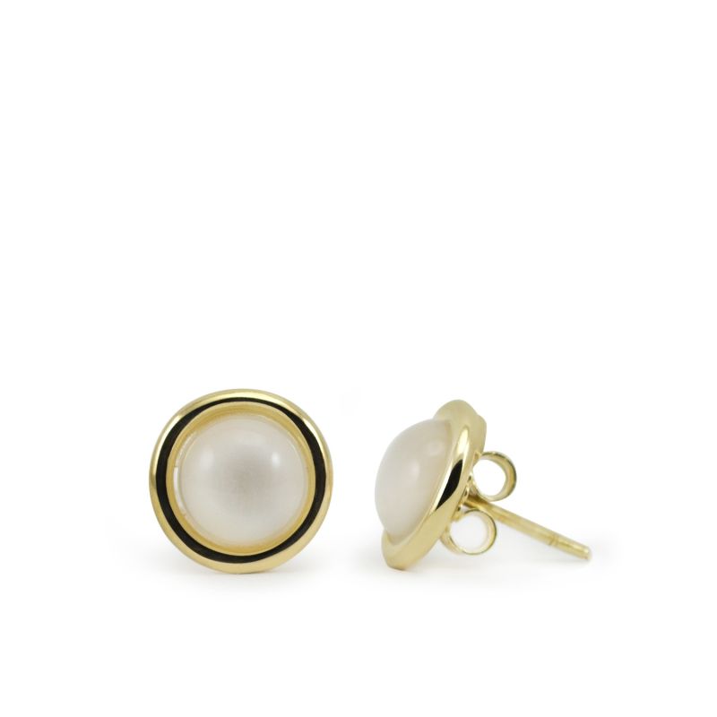 Satellite Gold Vermeil Moonstone Stud Earrings image