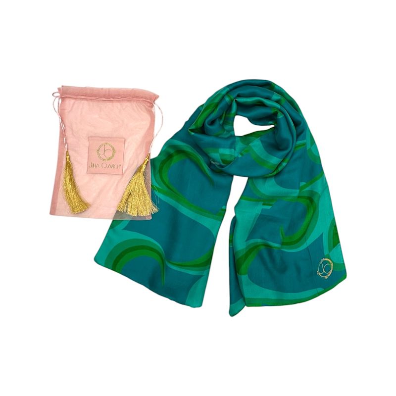 Jcjc Teal Silk Scarf Julia Clancey Wolf & Badger