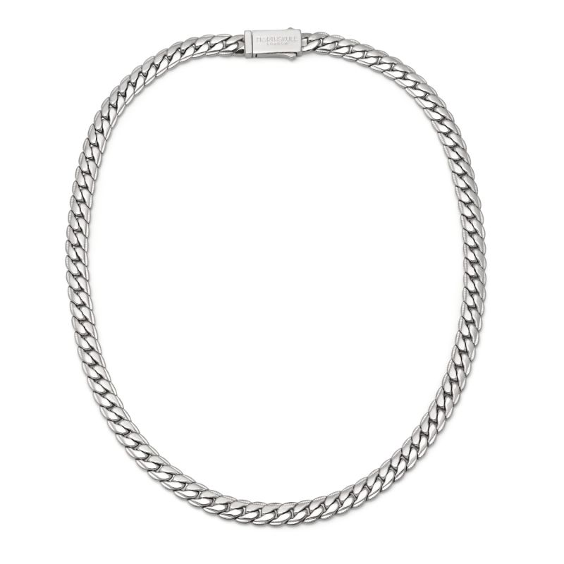 Flat Curb Chain Necklace In Silver image