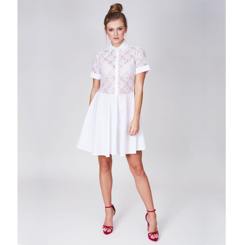 White Cotton Lace Dress image