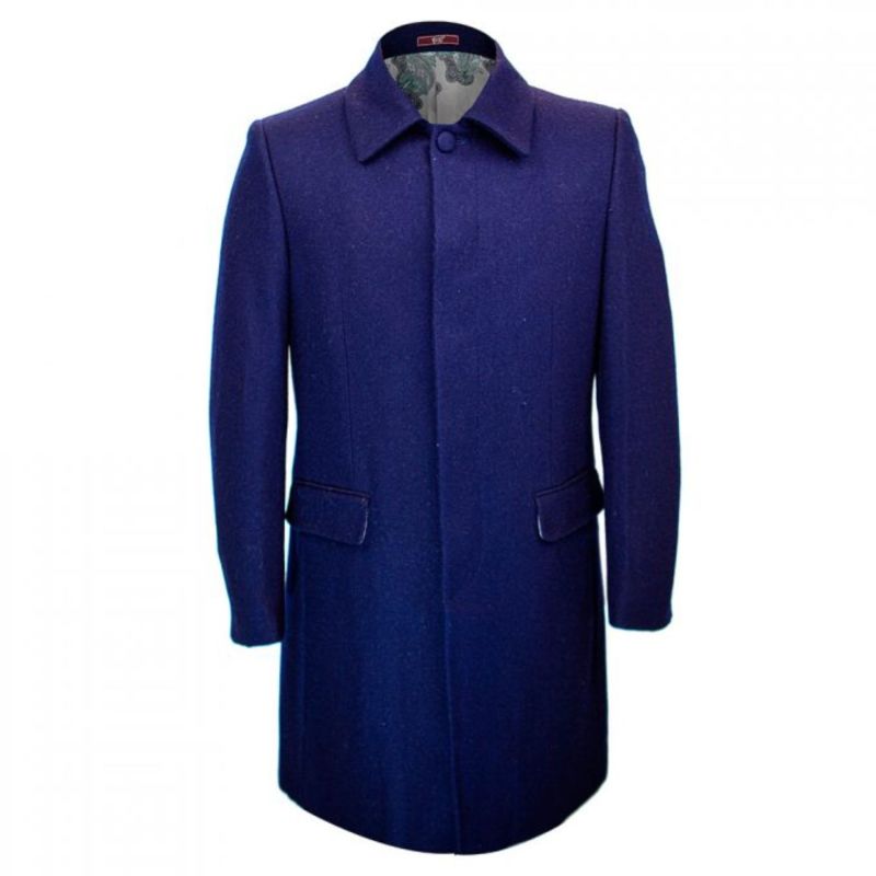 Single Breasted Overcoat - Blue | DAVID WEJ | Wolf & Badger