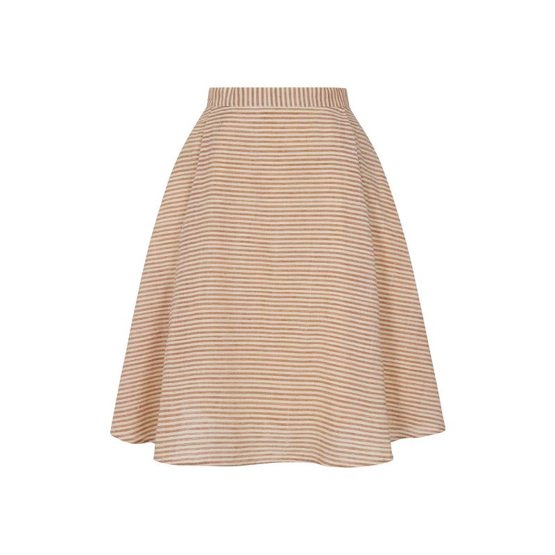 Jenna Striped Knee-Length Full Skirt Terracotta image