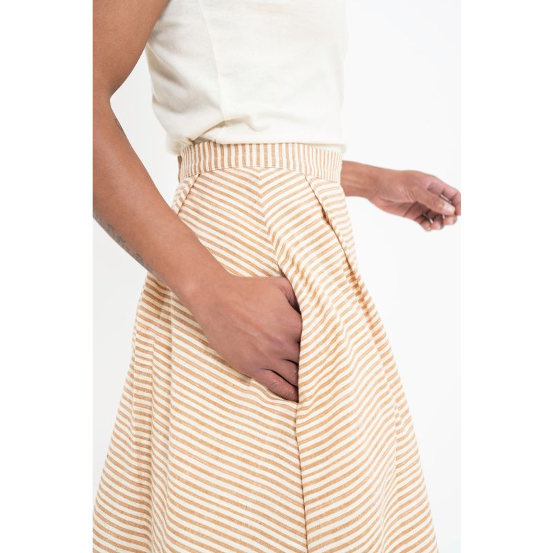 Jenna Striped Midi-Length Full Skirt Terracotta image