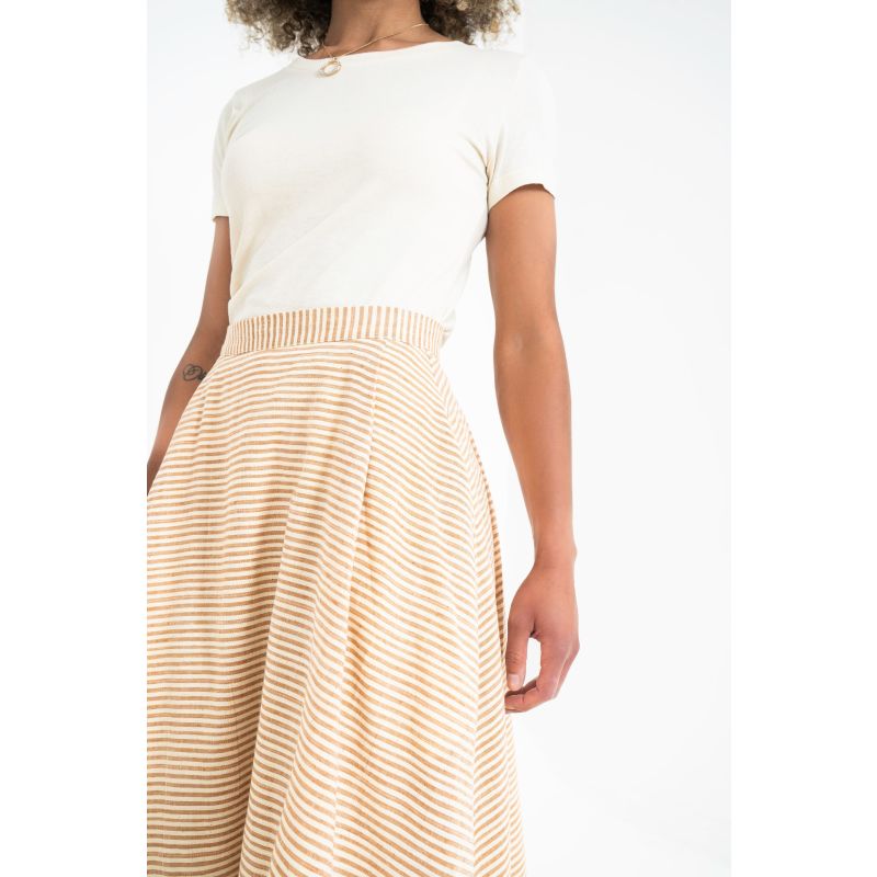 Jenna Striped Midi-Length Full Skirt Terracotta image