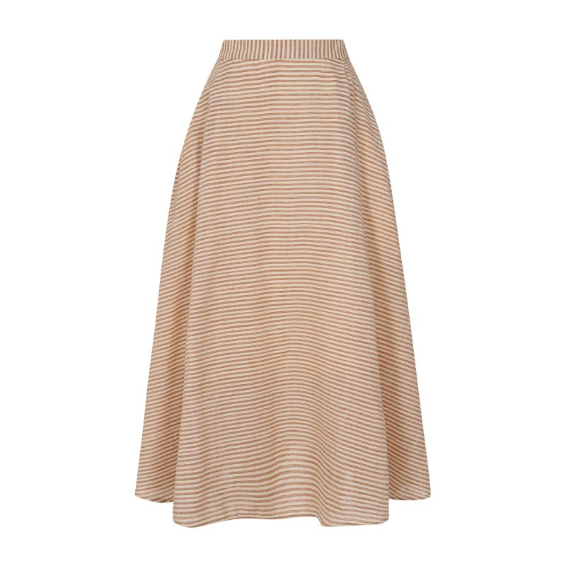Jenna Striped Midi-Length Full Skirt Terracotta image