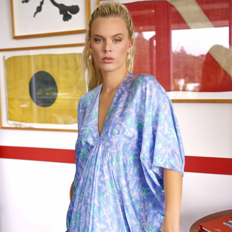 Jenny B Kaftan - Silk - Orchid Blue image