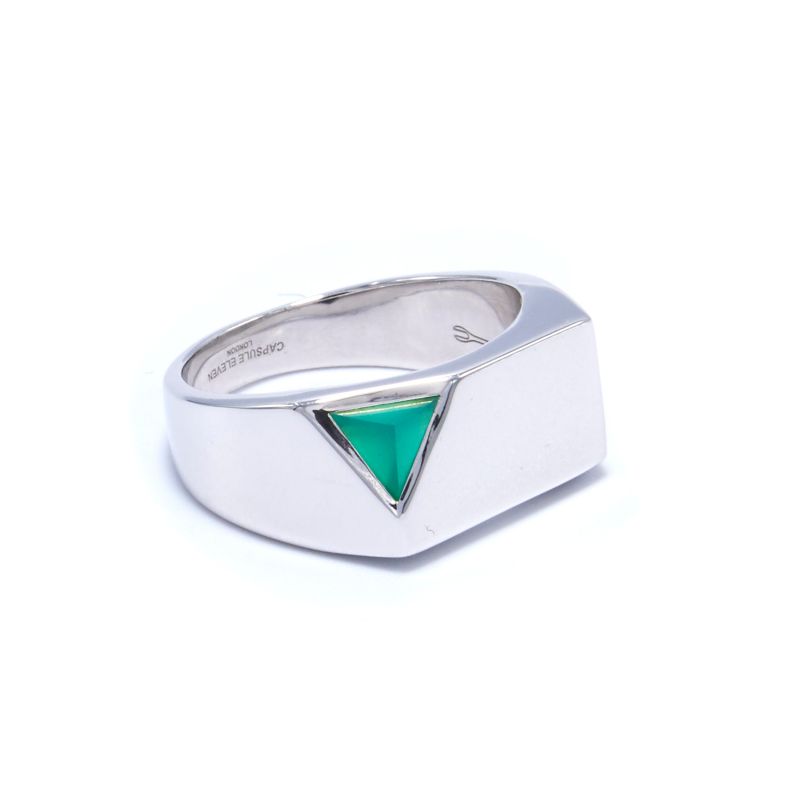 Jewel Beneath Signet Ring - Green Onyx, Sterling Silver image