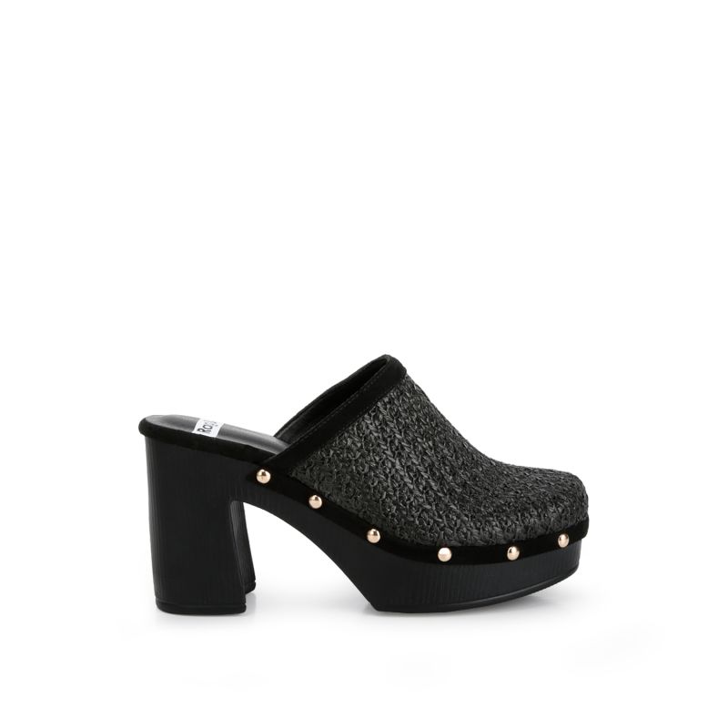 Jeydena Raffia Platform Clogs In Black image