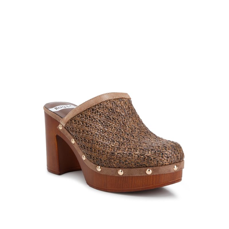 Jeydena Raffia Platform Clogs In Brown image