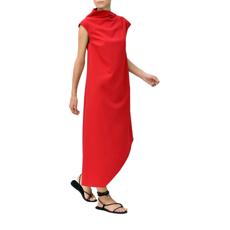 Mid Season Asymmetric Dress In Red image