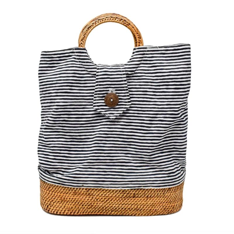 Emily Tote - Black & White Stripe image