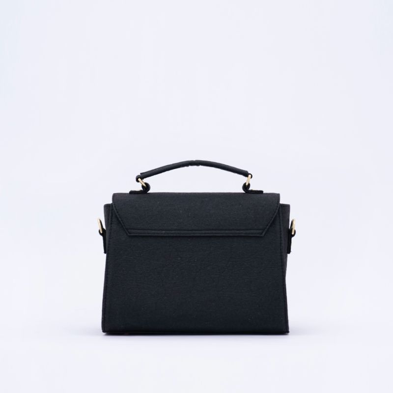 London Piñatex Saddle Bag In Truffle Black image