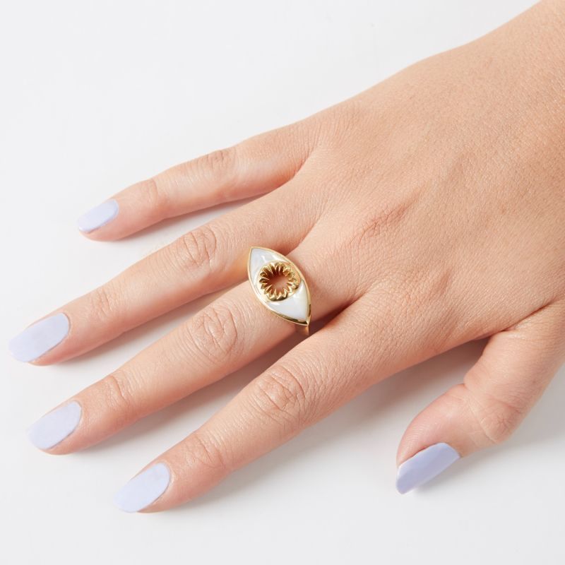 'I On You' Mother Of Pearl Ring Gold image