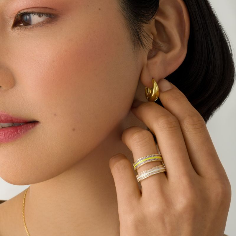 Sana Stones And White Enamel Gold Ring image