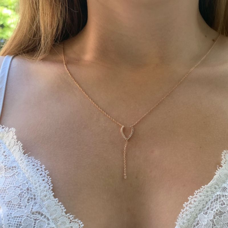 Drizzle Drip Lariat Necklace In 14 Kt Rose Gold Vermeil On Sterling Silver image