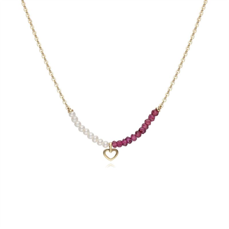 Pearl & Rhodolite Heart Necklace image