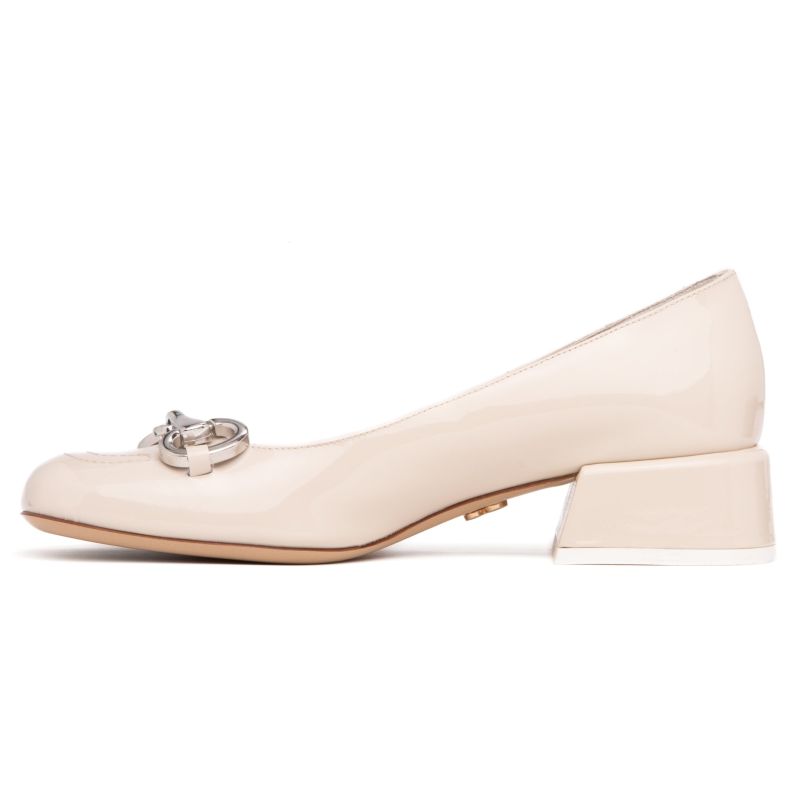 Jila White Patent Leather Comfortable Low Heel Wedding Evening Work