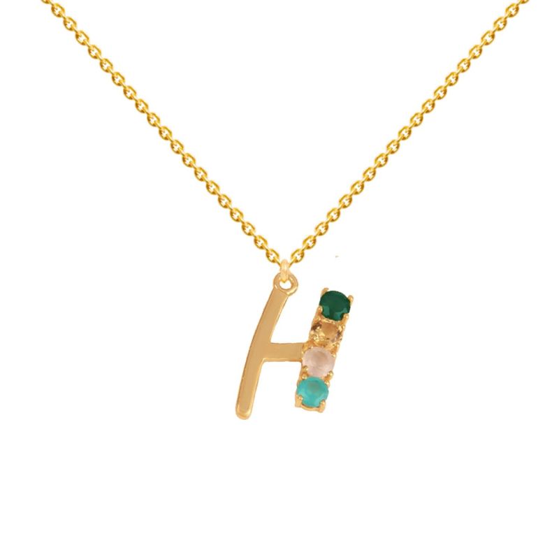 Multicolored Initial H Necklace image