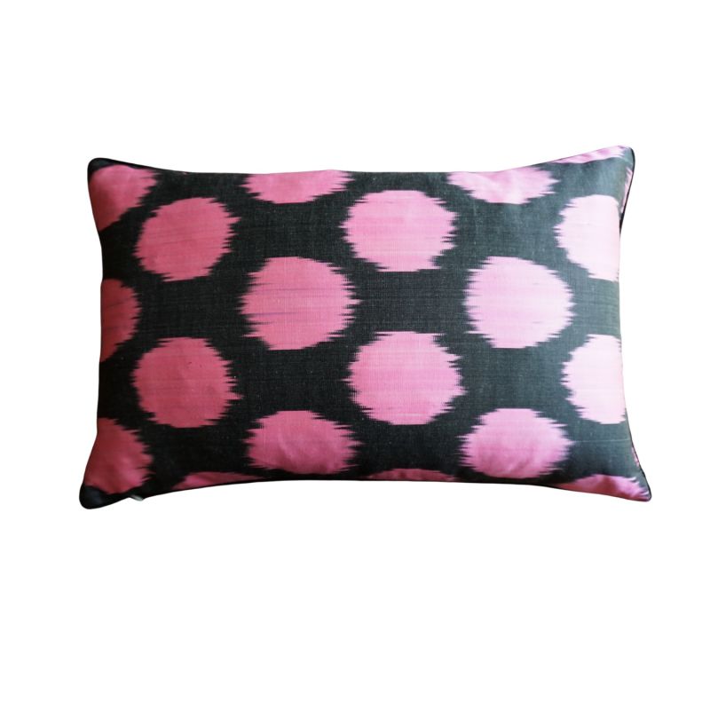 Taupe, Black & Pink Suzani Spot Cushion image