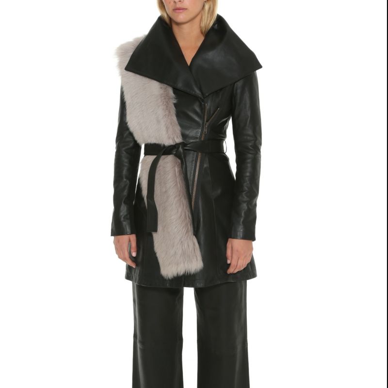 Washington Street Drape Trench Black Leather image