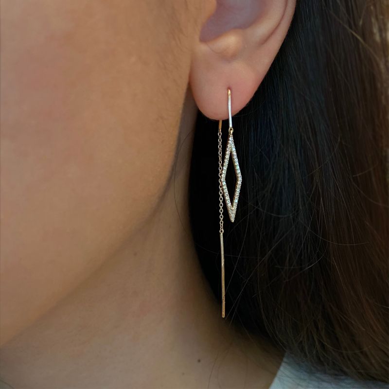 Kite Threader Earrings With Diamonds In 14K Gold image