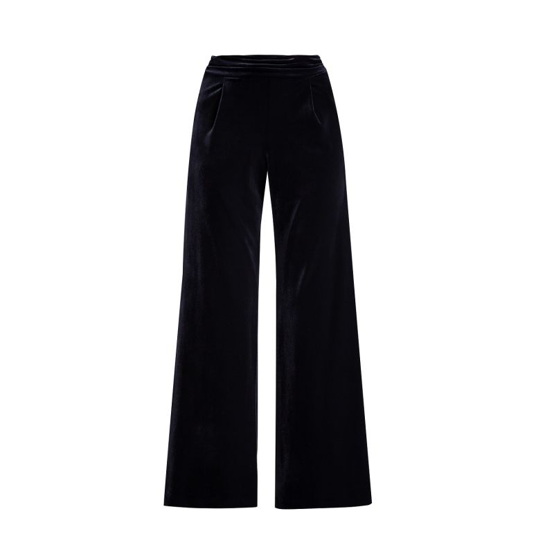 Avery Velvet Wide-Leg Trousers In Black image