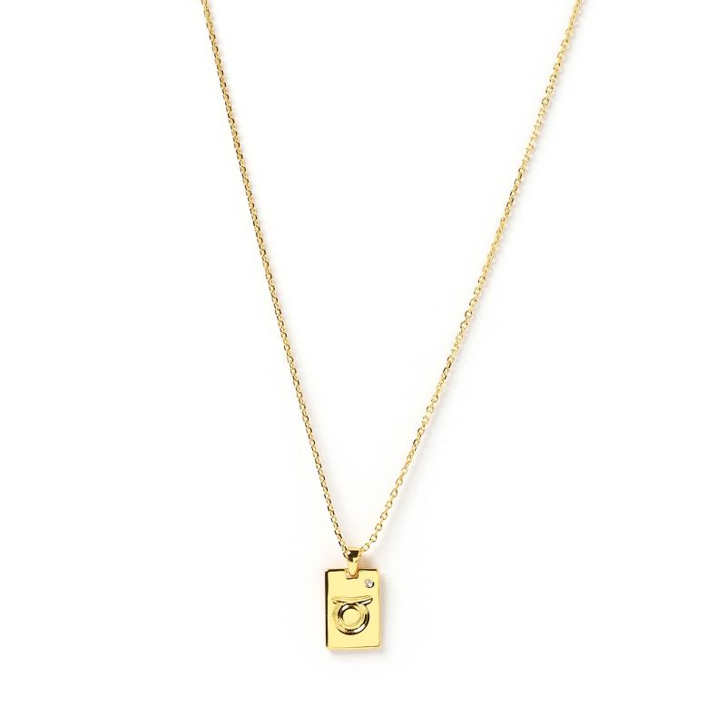 Taurus Zodiac Gold Tag Necklace image