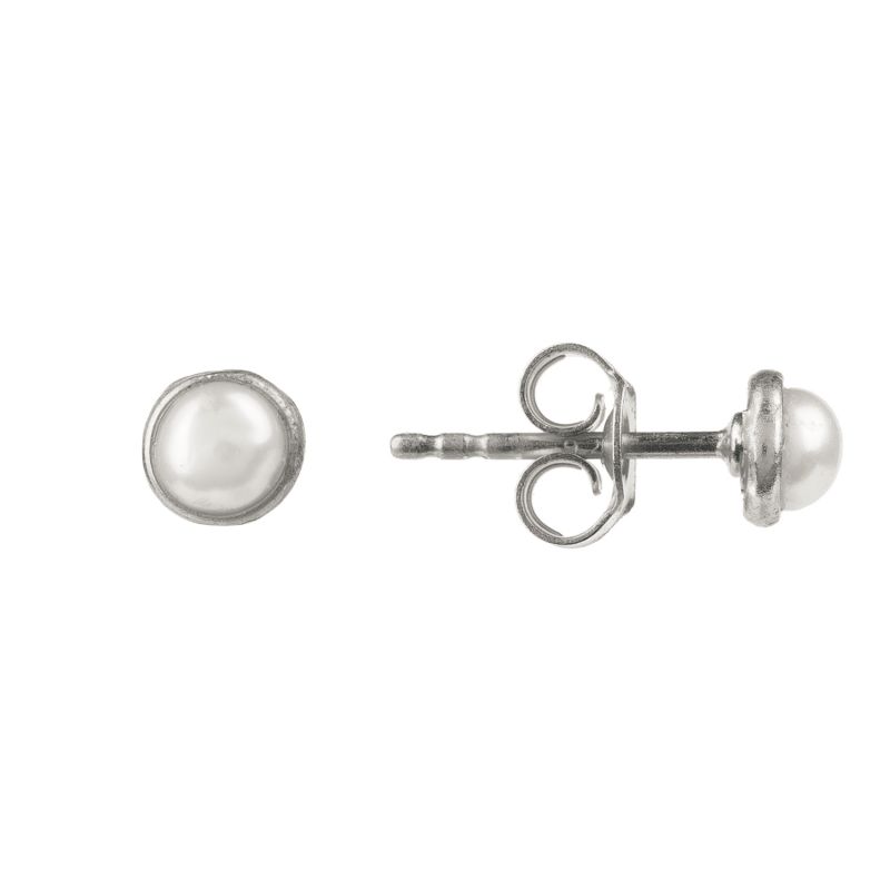 Petite Stud Earrings Sterling Silver White Pearl image