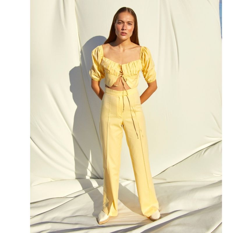 Grace Ruched Top In Yellow image