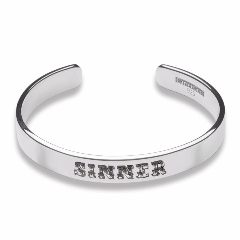 Silver Thick Width Sinner Bangle image