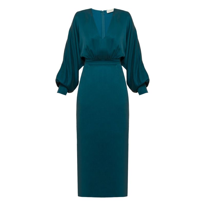 Beca Blue Cupro Dress With Voluminous Sleeves image