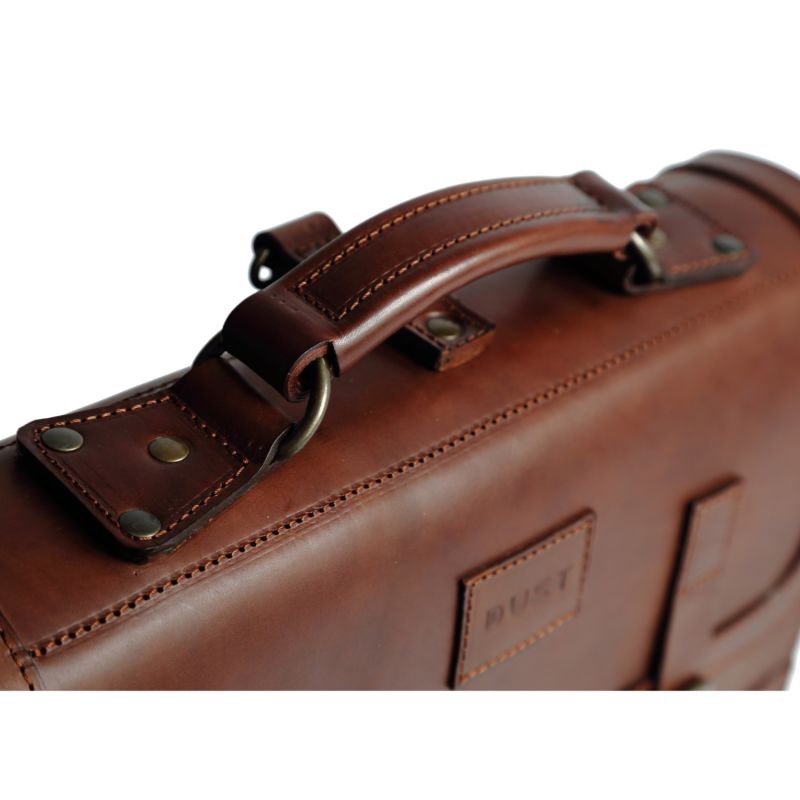 Leather Briefcase In Cuoio Havana image