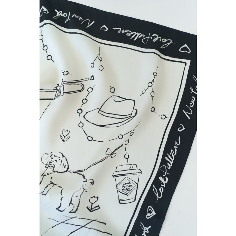 New York in Sketches Silk Scarf  Black and White scarf – LOST PATTERN