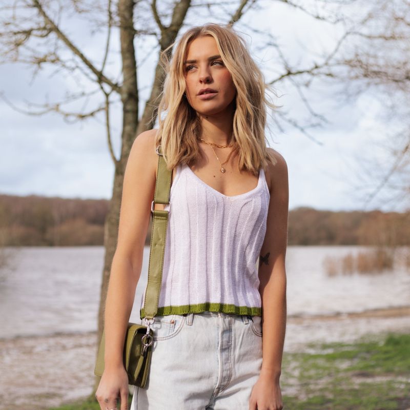 Jodie Ribbed Knitted Cami Vest - White image