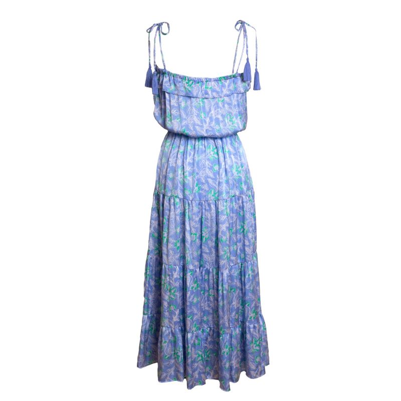 Jolene Tie Shoulder Three Flounce Sundress - Silk - Orchid Blue image