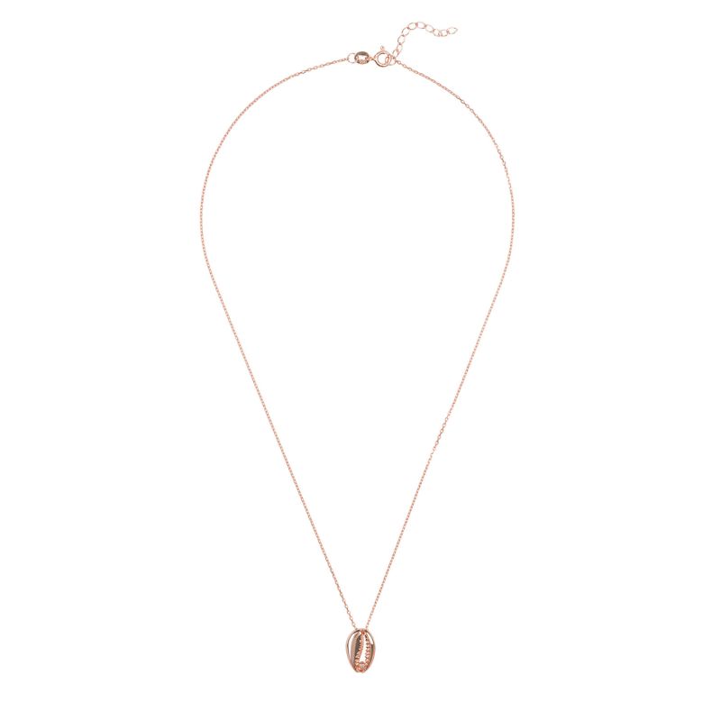 Cowrie Small Shell Pendant Necklace Rose Gold image