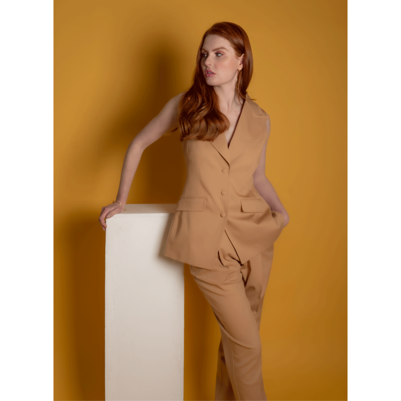 Tailored Cotton Trouser - Brown image