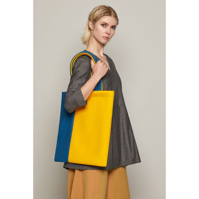 Helianthus Bag Blue & Yellow Made Out Of Heavy Duty Wool image