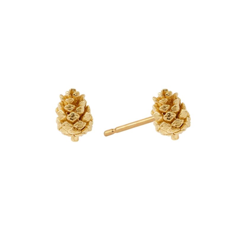 Baby Pine Cone Earrings - Gold image