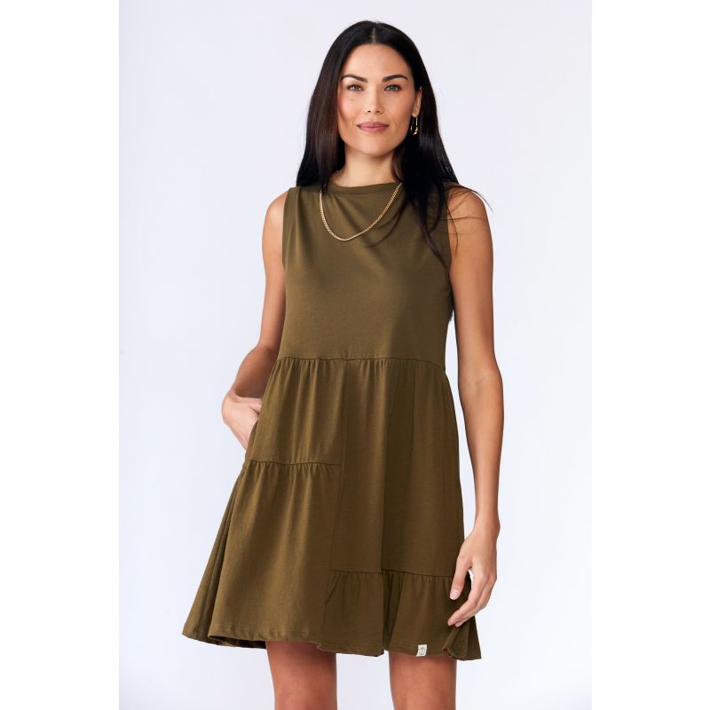 Josephine Tiered Dress - Olive image