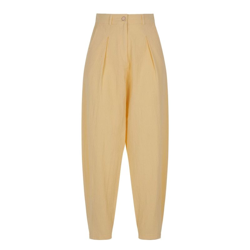 Yellow Slouchy Pants With Darts image