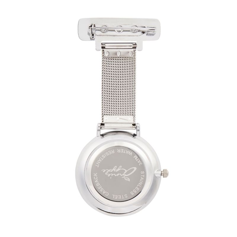 Annie Apple Silver Mesh Nurse Fob Watch image