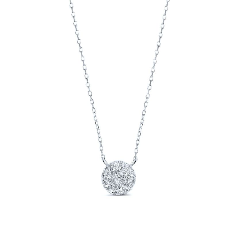 Circle Pave Diamonds Necklace 14K White Gold image