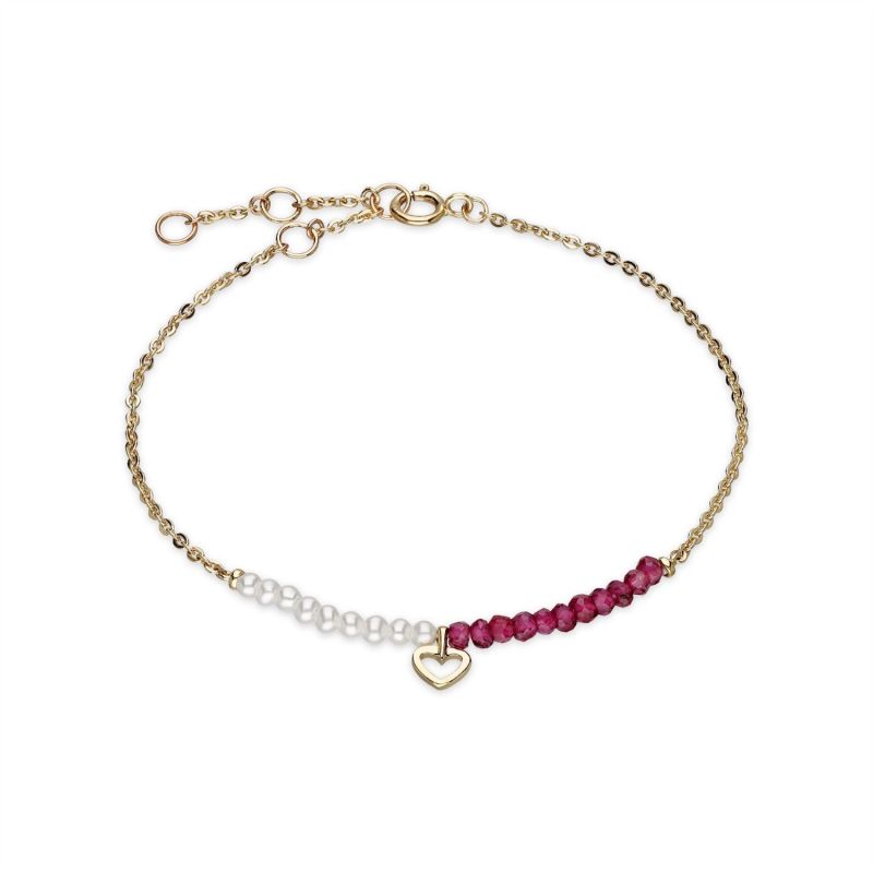 Pearl & Rhodolite Heart Bracelet image