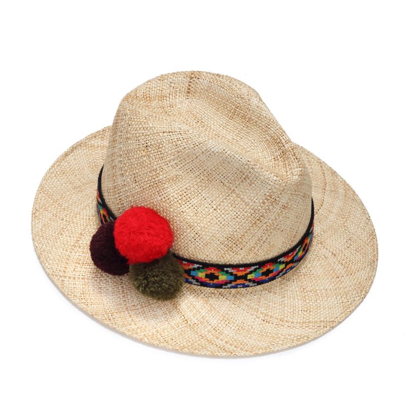 Boho Chic Straw Fedora Hat image