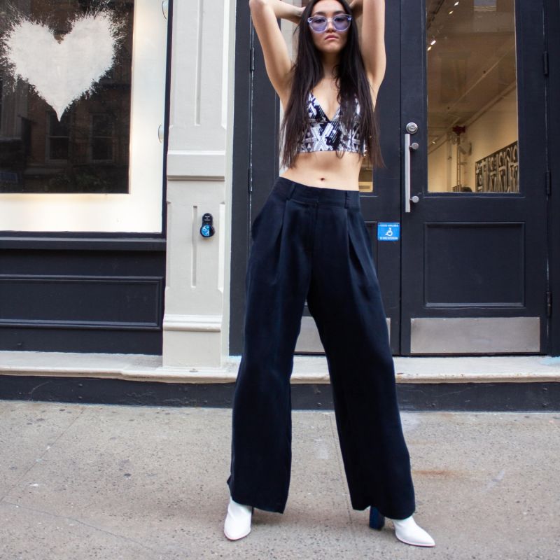 Remi Navy Wide-Leg Pants image